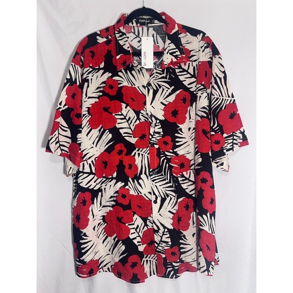 VatPave Other - VATPAVE Hawaiian Shirt Mens 3XL Button Up Cotton Viscose Floral New NWT @TD